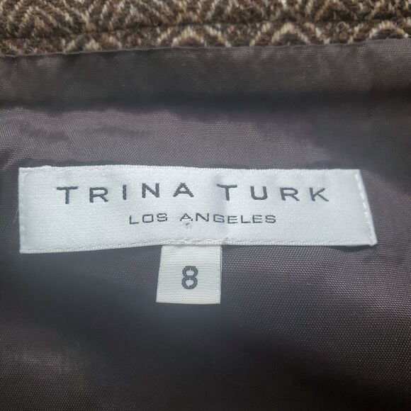 Vintage Y2K Trina Turk Brown Wool Low Rise Mini Skirt - Picture 11 of 13